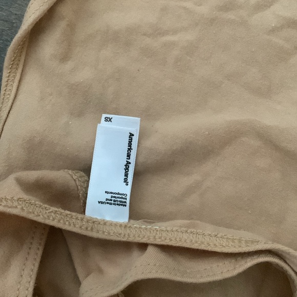 American Apparel GARMENT DYE SPAGHETTI THONG BODYSUIT XS CRÈME - Picture 7 of 7